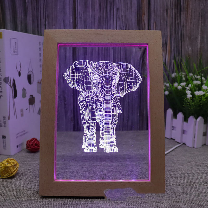 Solid Wood Colorful Remote Control Photo Frame Lights Multiple Images Creative Gifts - One Red Hill